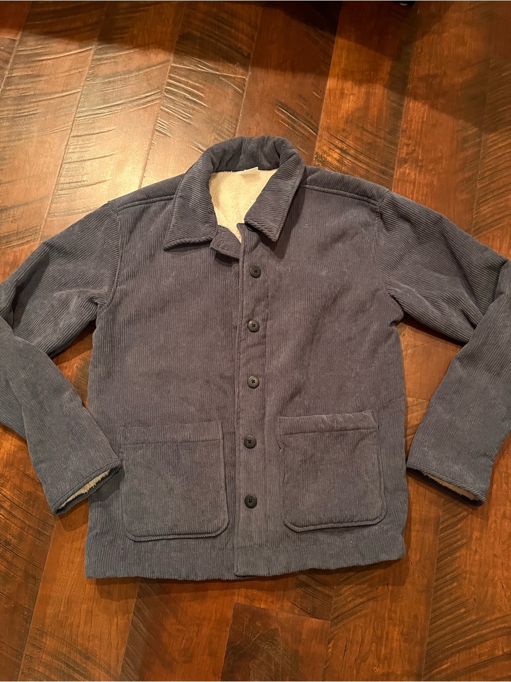 Women’s dusty blue Corduroy Sherpa-Lined Jacket, new
